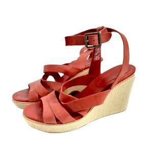 Timberland Earthkeepers Danforth Cork Wrapped Wedge Sandal Brick Red Womens 8.5